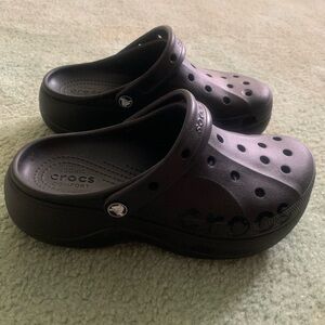 Women's black platform crocs